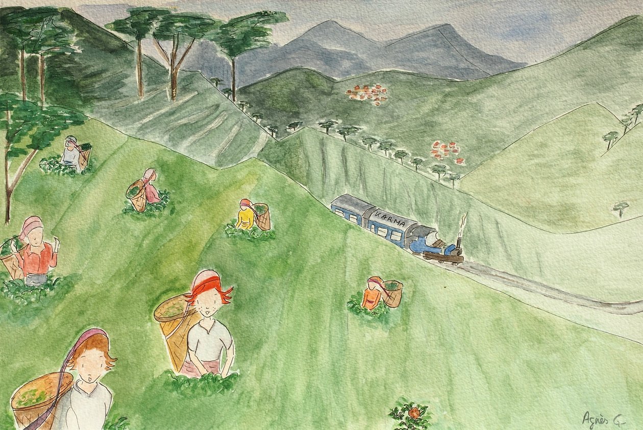 The Voyage, Darjeeling 2015 , aguarela sobre papel de Agnes Girardon