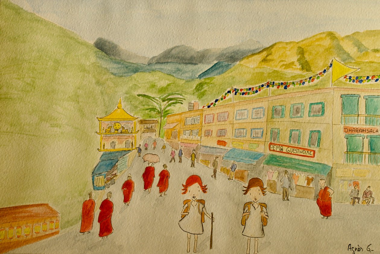 The Voyage, Dharamsala, 2015 , aguarela sobre papel de Agnes Girardon