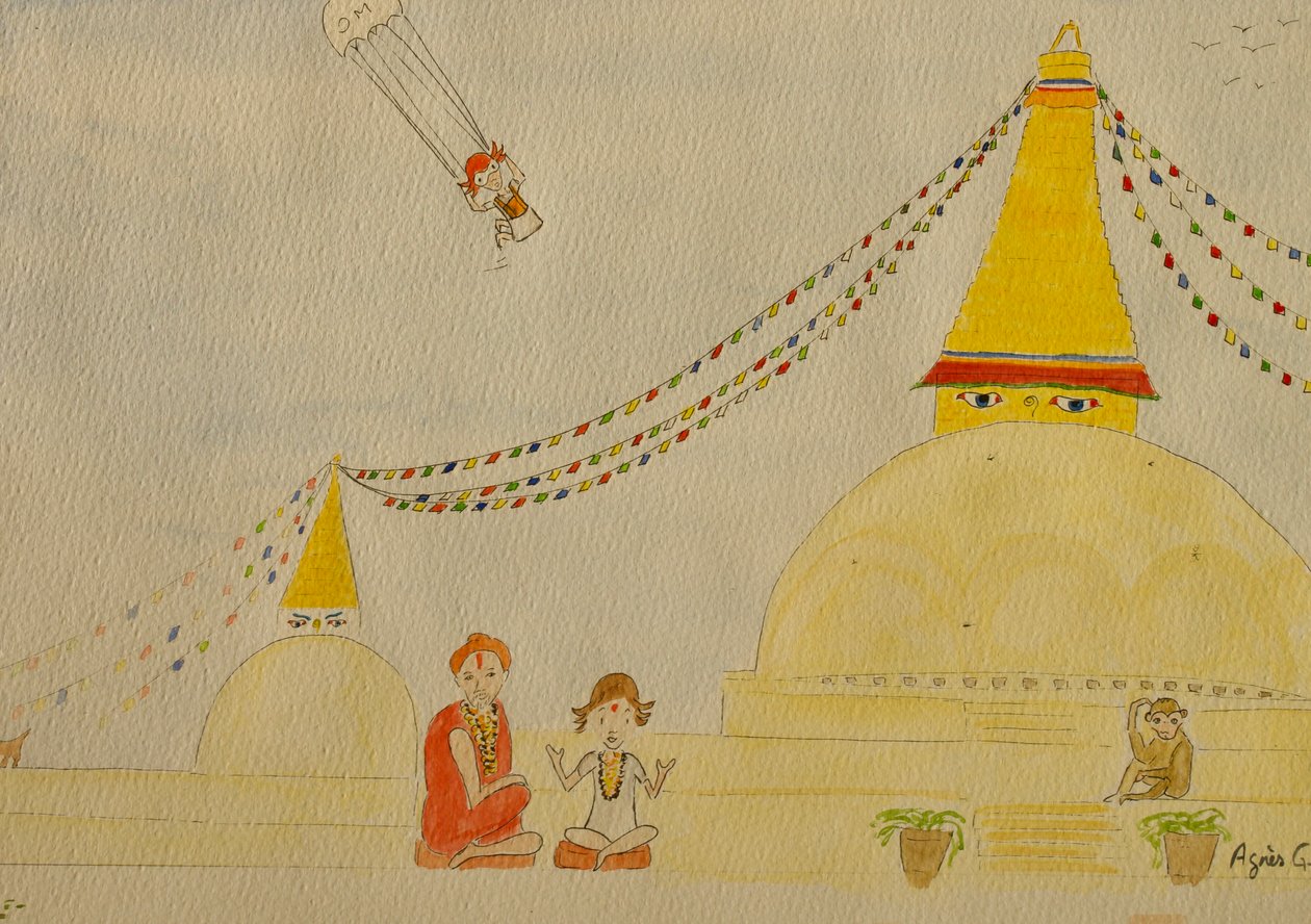 The Voyage, Kathmandu, 2015 , aguarela sobre papel de Agnes Girardon