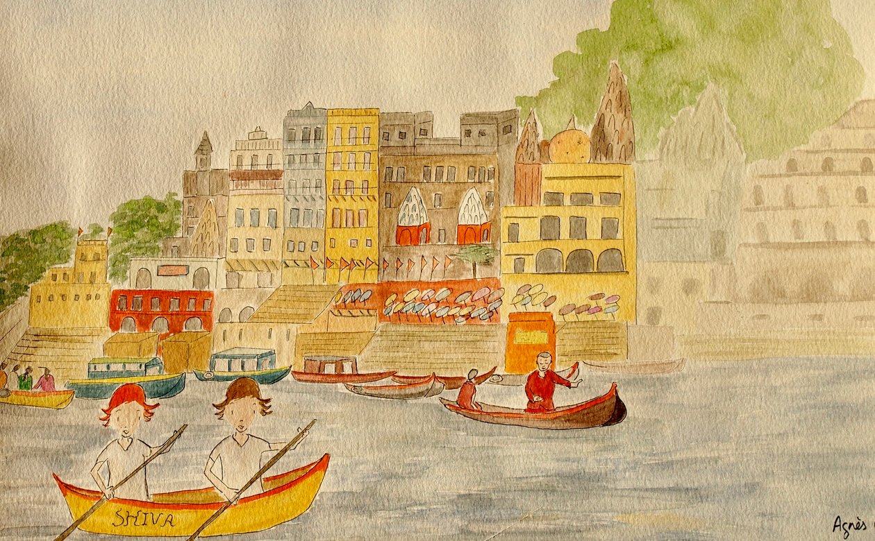 The Voyage, Varanasi, 2015 , aguarela sobre papel de Agnes Girardon