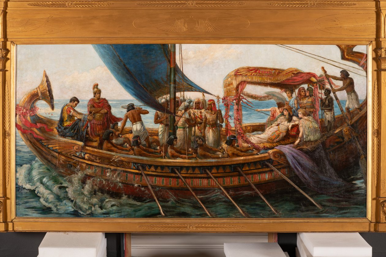 O Voo de António e Cleópatra da Batalha de Áctio, c.1897 (óleo sobre tela) de Agnes Pringle