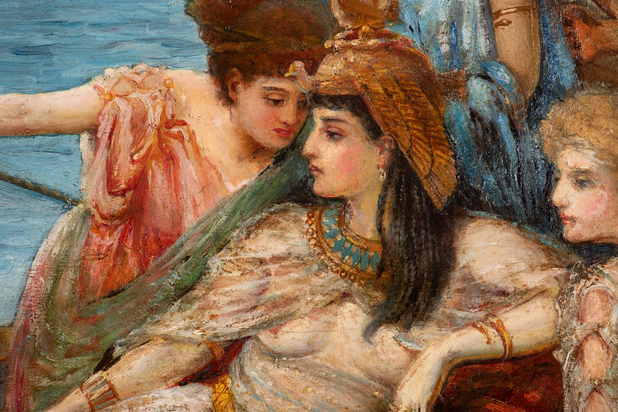 A fuga de Antônio e Cleópatra da Batalha de Actium, c.1897 (óleo sobre tela) de Agnes Pringle