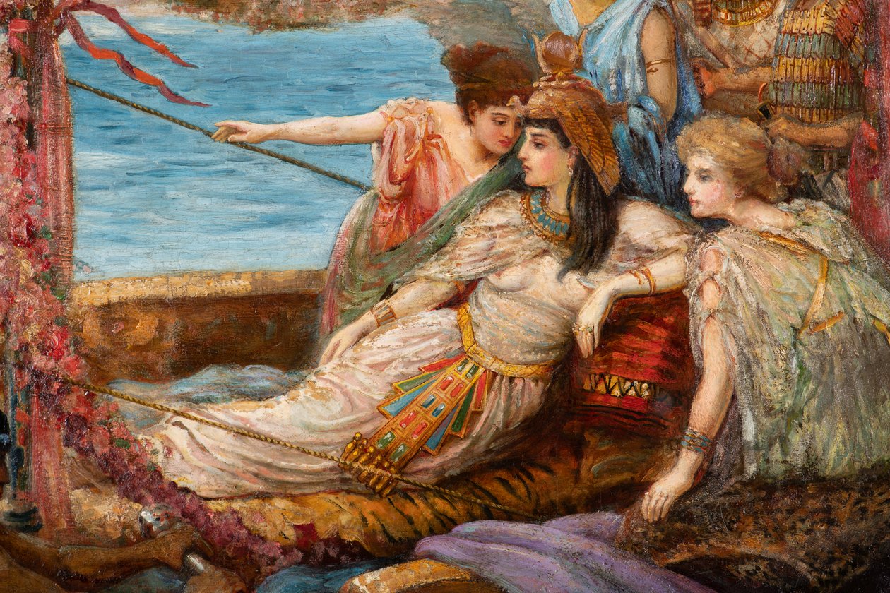 A fuga de Antônio e Cleópatra da Batalha de Actium, c.1897 (óleo sobre tela) de Agnes Pringle