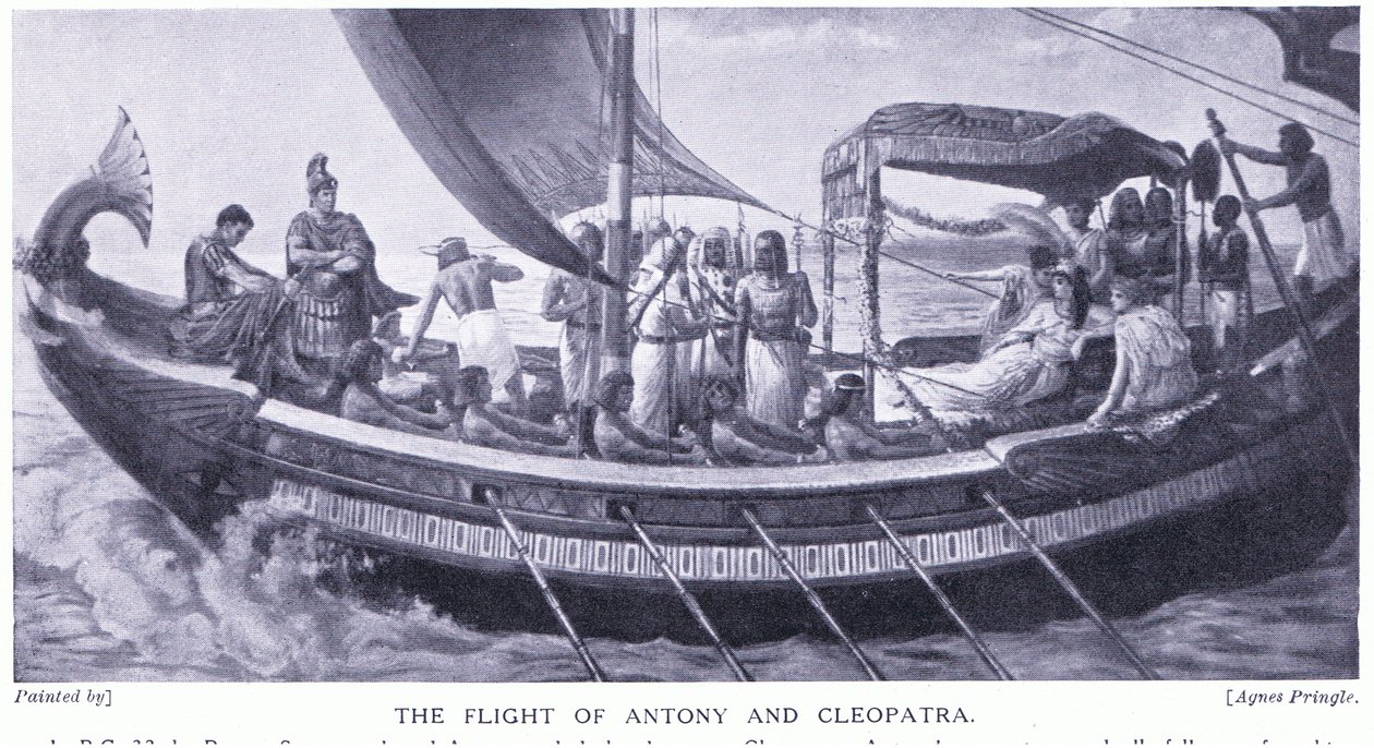 O voo de Anthony e Cleópatra, c.1920 (litho) de Agnes Pringle