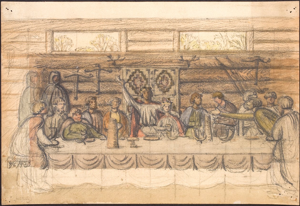Rascunho inicial de Valdemar Sejr e a festa em Lyø de Agnes Slott Møller