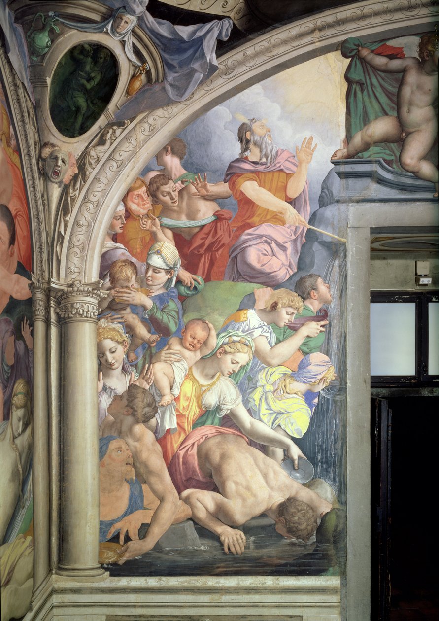 Moisés batendo Água da Rocha, da Capella di Eleonora, 1555 (veja também 60345 e 81565) de Agnolo Bronzino