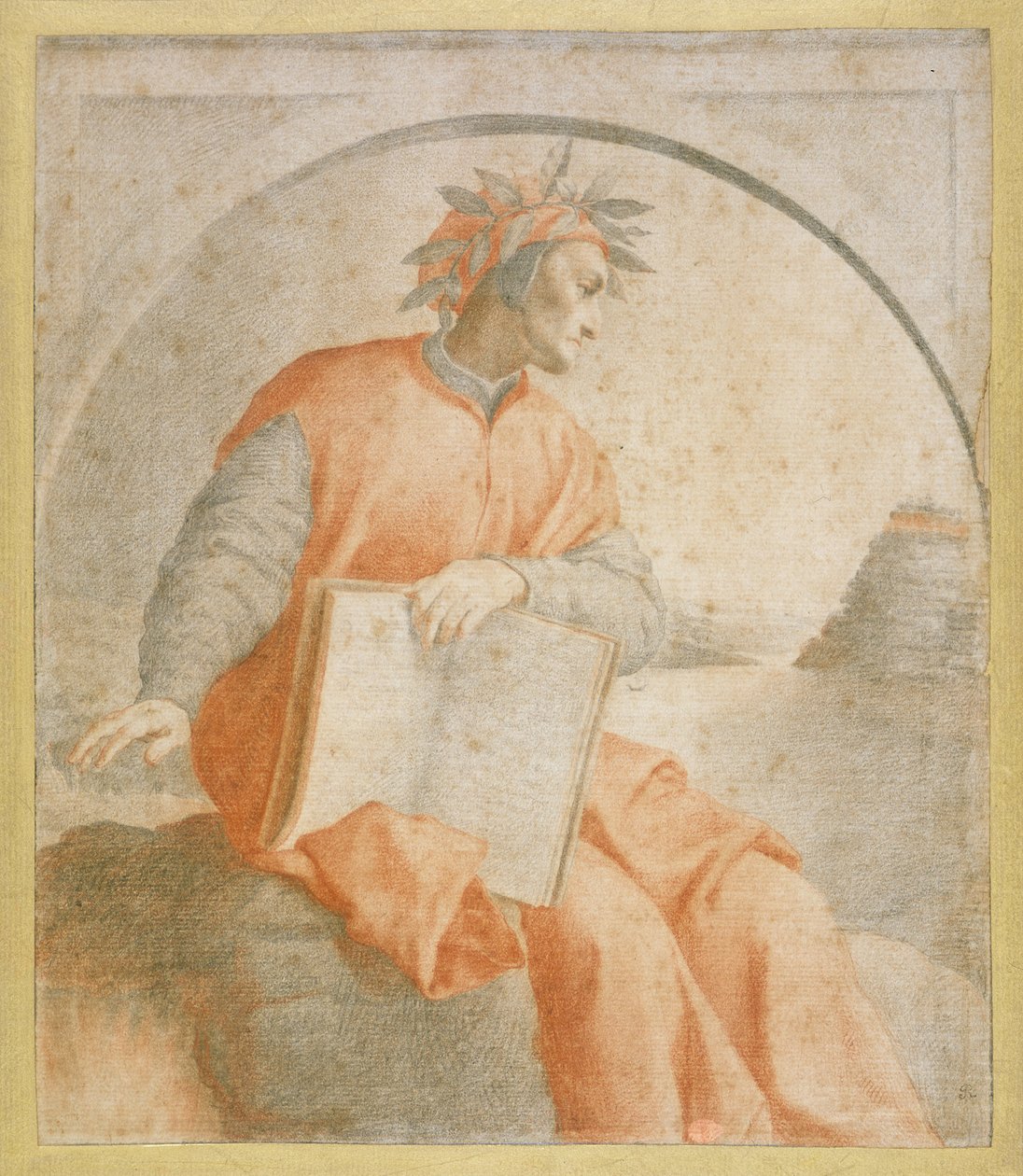 No.1176 Retrato de Dante, cópia (giz) de Agnolo Bronzino