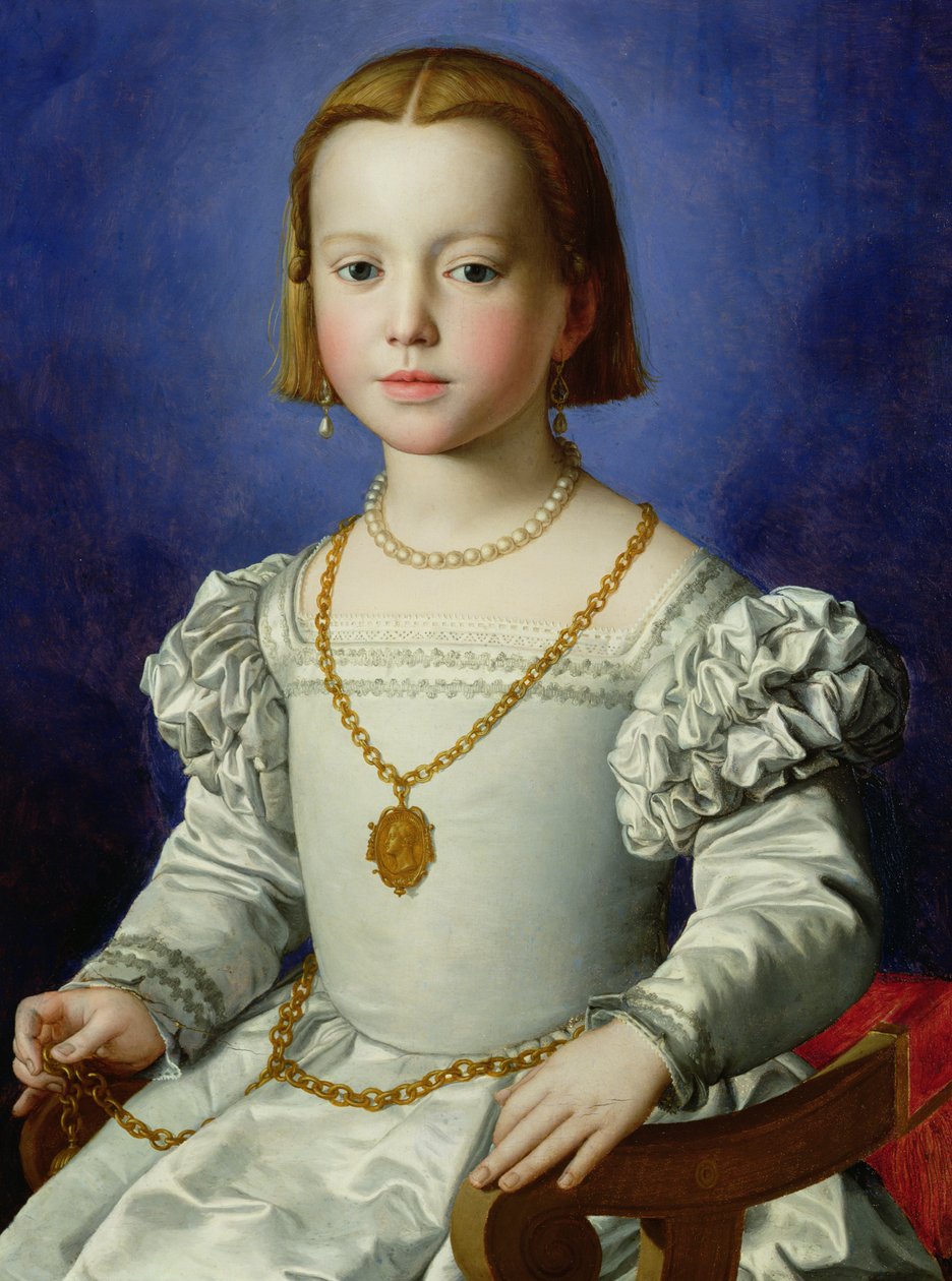 Retrato de Bia de &39;Medici, c.1542 (têmpera no painel) de Agnolo Bronzino