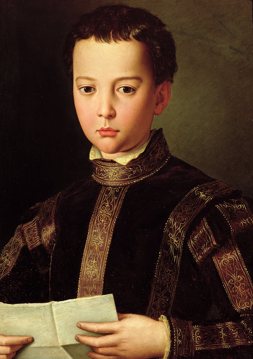 Retrato de Francesco I de &39;Medici (1541-87) como um menino, 1551 (têmpera no painel) de Agnolo Bronzino