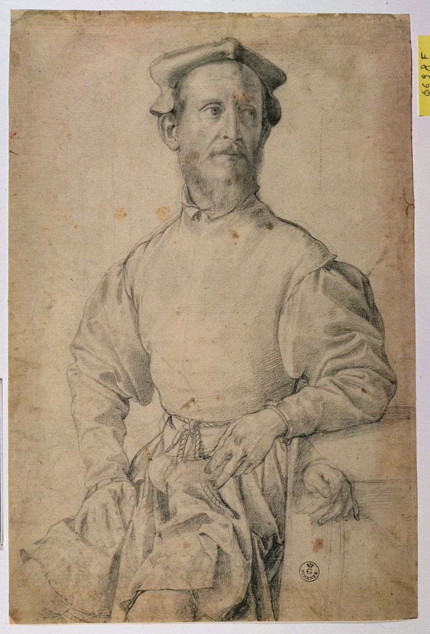 Retrato de Jacopo Pontormo (1497-1557) (giz preto sobre papel) de Agnolo Bronzino