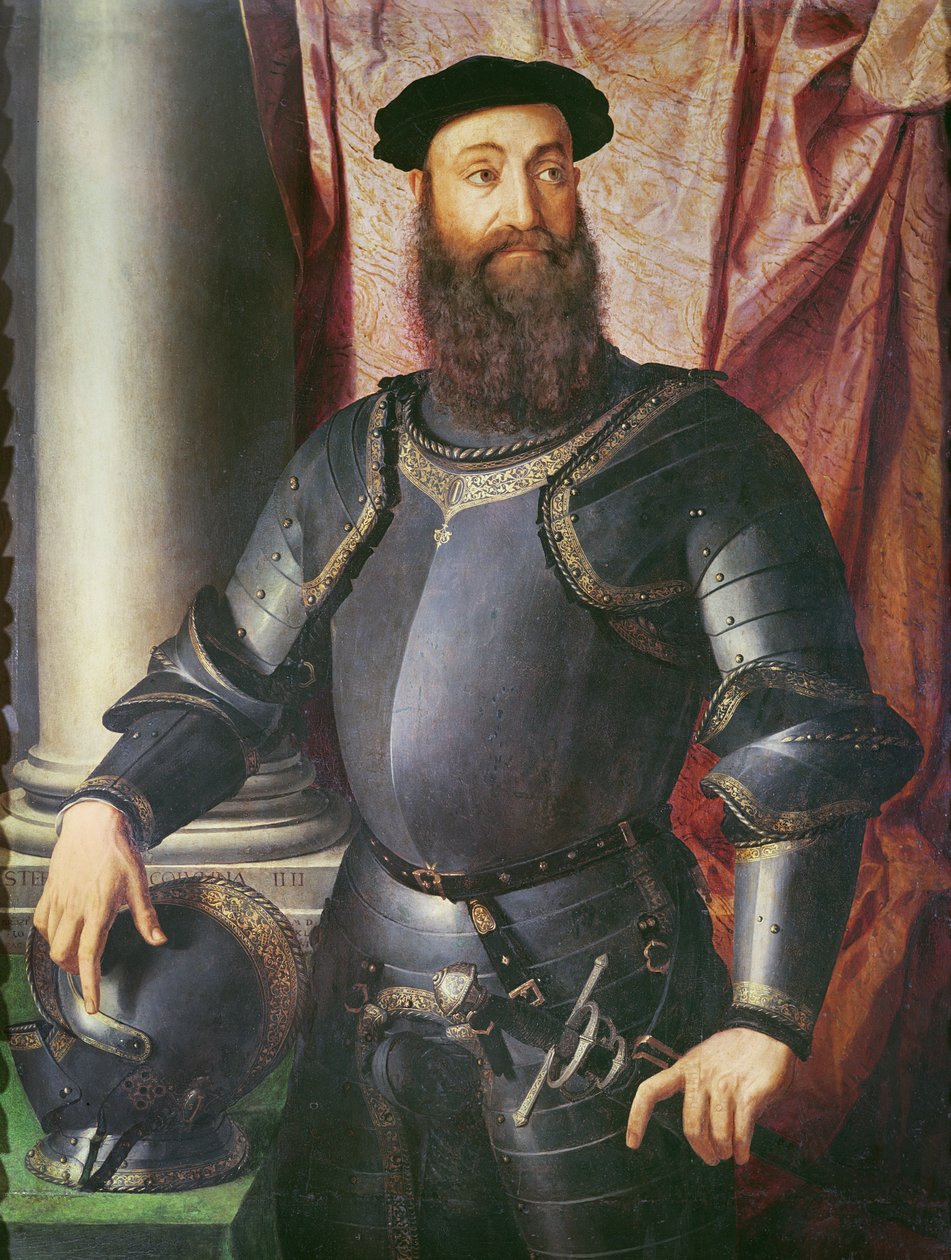 Retrato de Stefano Colonna, general de Carlos V, 1546 (tempera sobre madeira) de Agnolo Bronzino