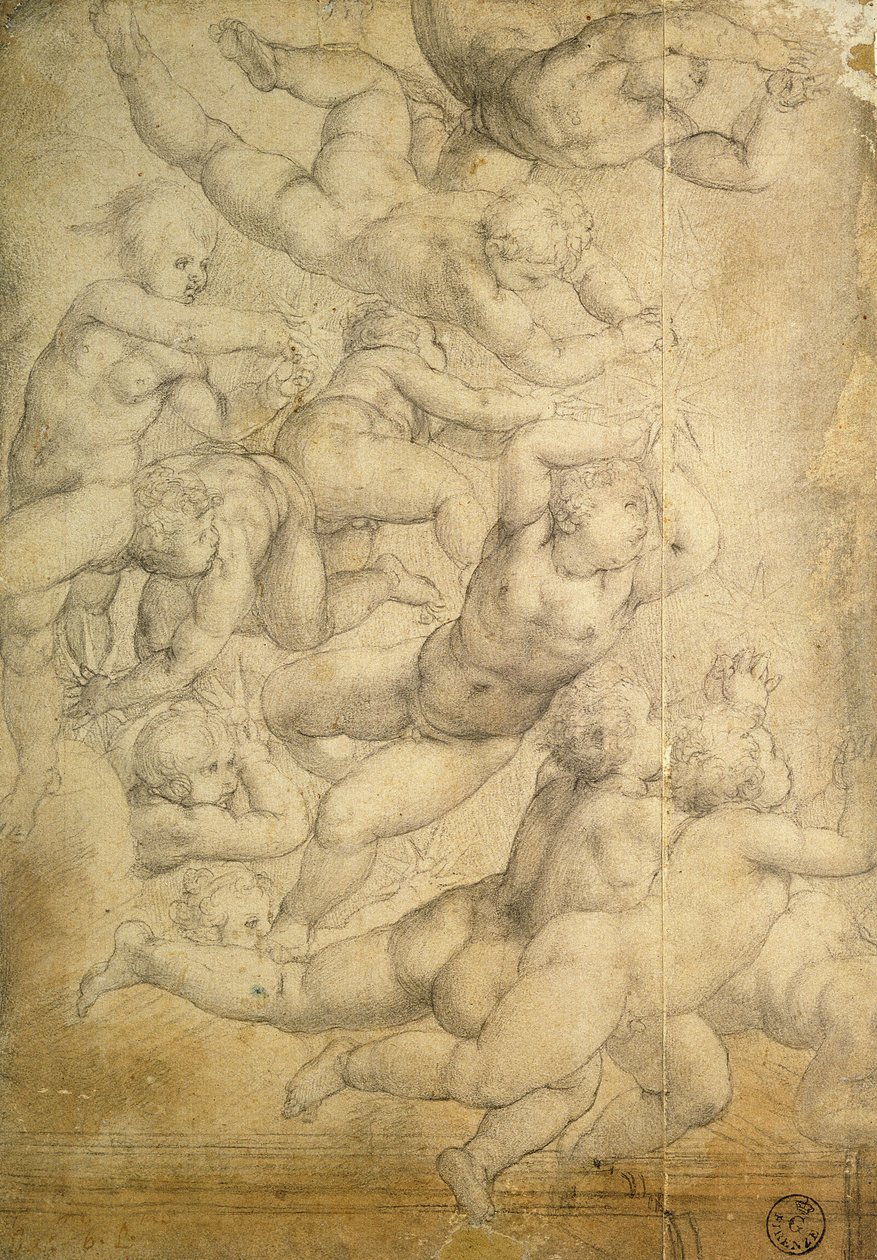 Putti (giz no papel) de Agnolo Bronzino