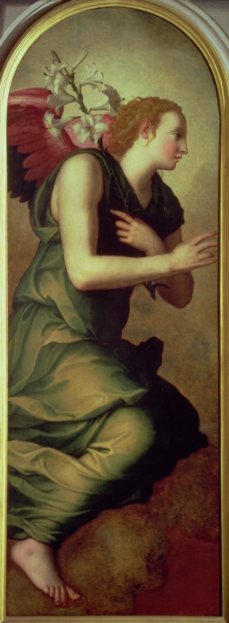 O Arcanjo Gabriel, painel da Anunciação à esquerda, 1555 (ver também 82441) de Agnolo Bronzino