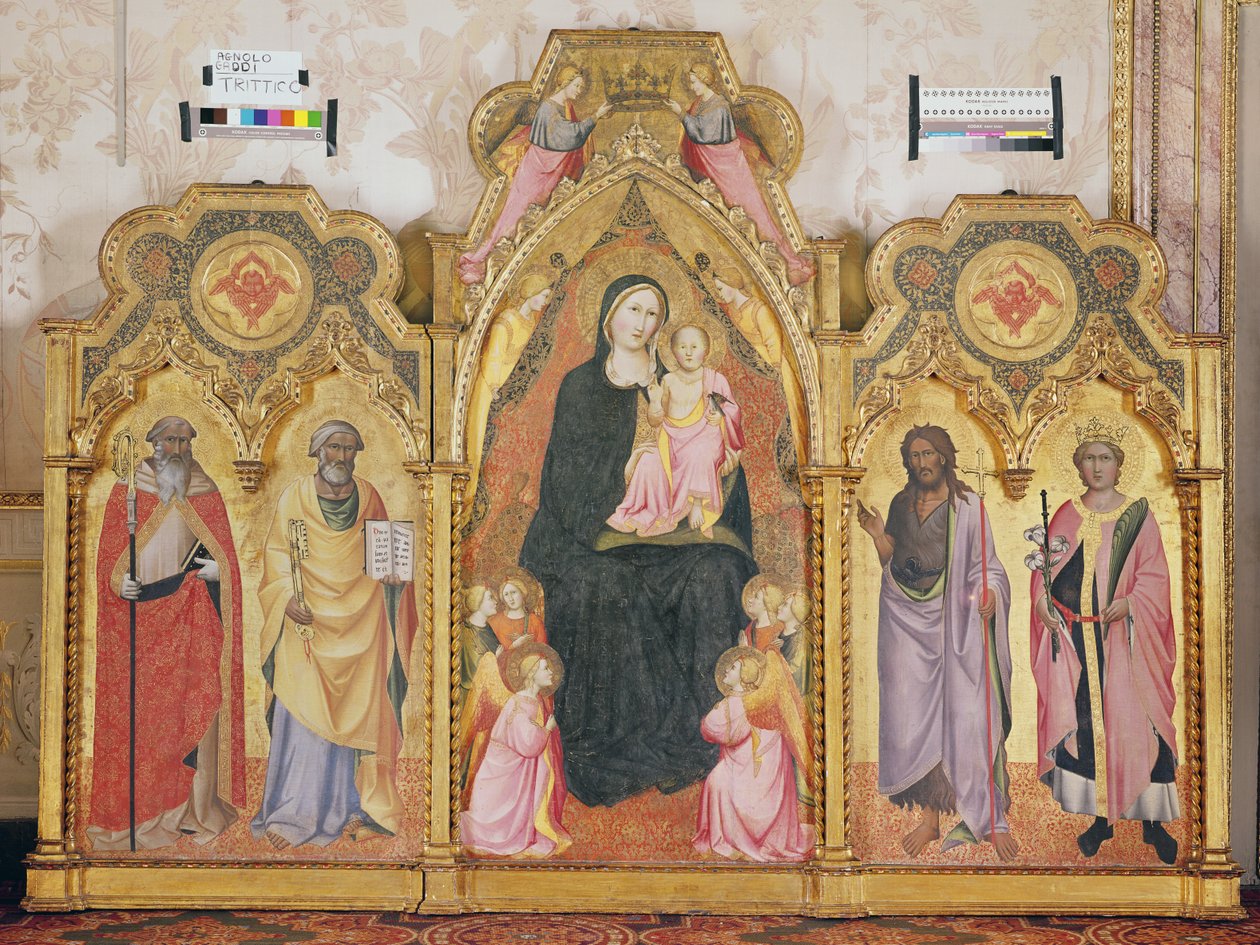 Virgem e criança com SS. Antônio de Pádua, Pedro, Catarina e João Batista de Agnolo Gaddi