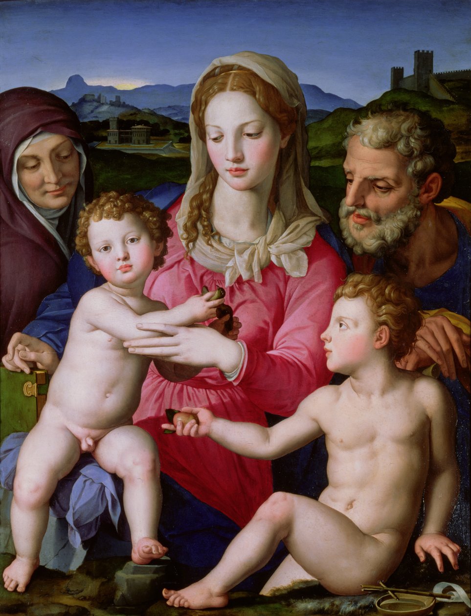Sagrada Família com Santa Ana e a criança São João Batista, c.1550 de Agnolo Bronzino