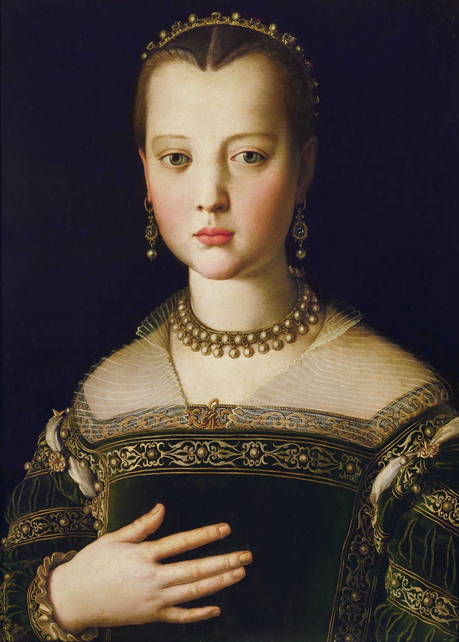 Retrato de Maria de &39;Medici, 1551 (têmpera no painel) de Agnolo Bronzino