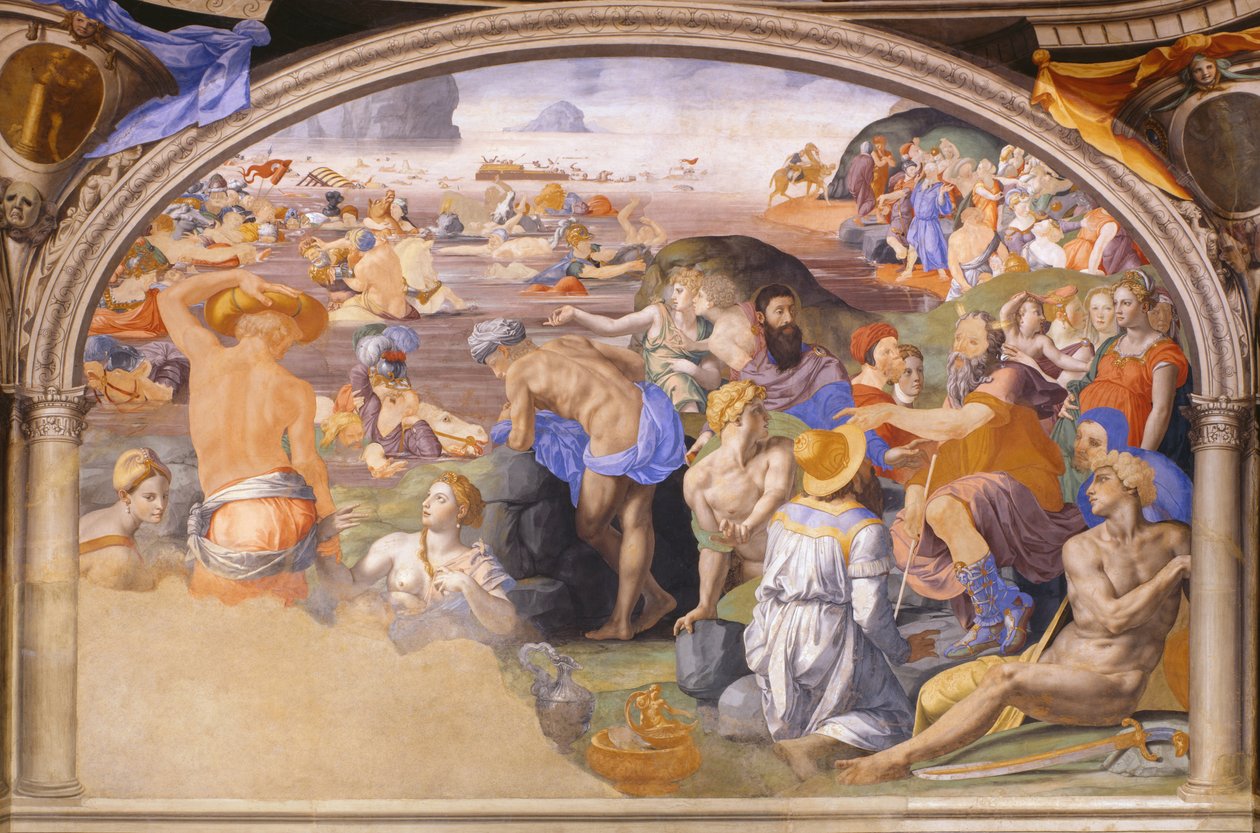 A travessia dos israelitas do Mar Vermelho, 1540-1545 de Agnolo Bronzino