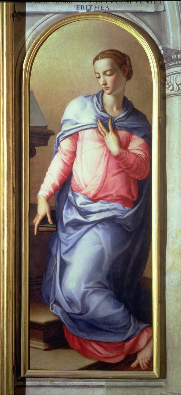A Virgem, painel da direita de uma Anunciação, 1555 (ver também 82440) de Agnolo Bronzino
