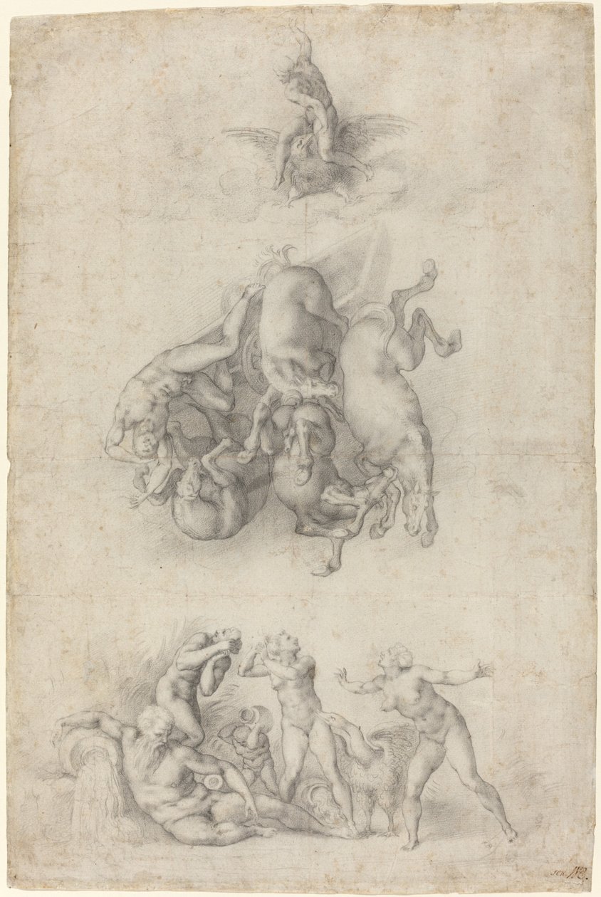 A Queda de Faetonte de Agnolo Bronzino or Giulio Clovio after Michelangelo