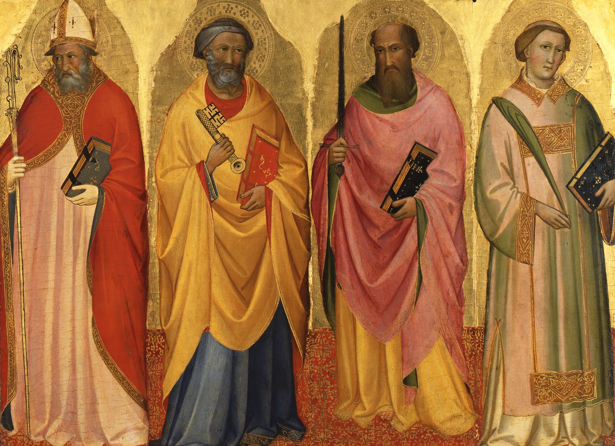 Um santo bispo / São Pedro / São Paulo / Um santo diácono de Agnolo Gaddi