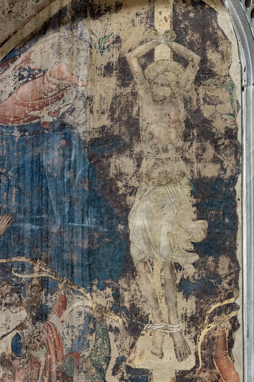 Martírio de São Sebastião, detalhe (fresco destacado) de Agnolo Gaddi