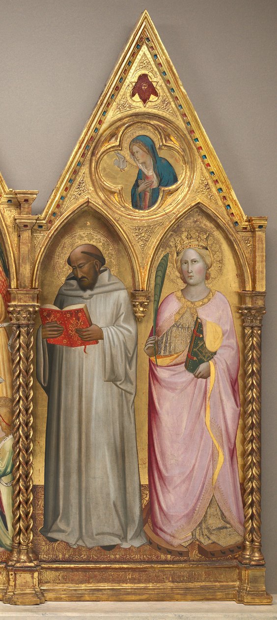 São Bernardo e Santa Catarina de Alexandria com a Virgem da Anunciação [painel direito] de Agnolo Gaddi