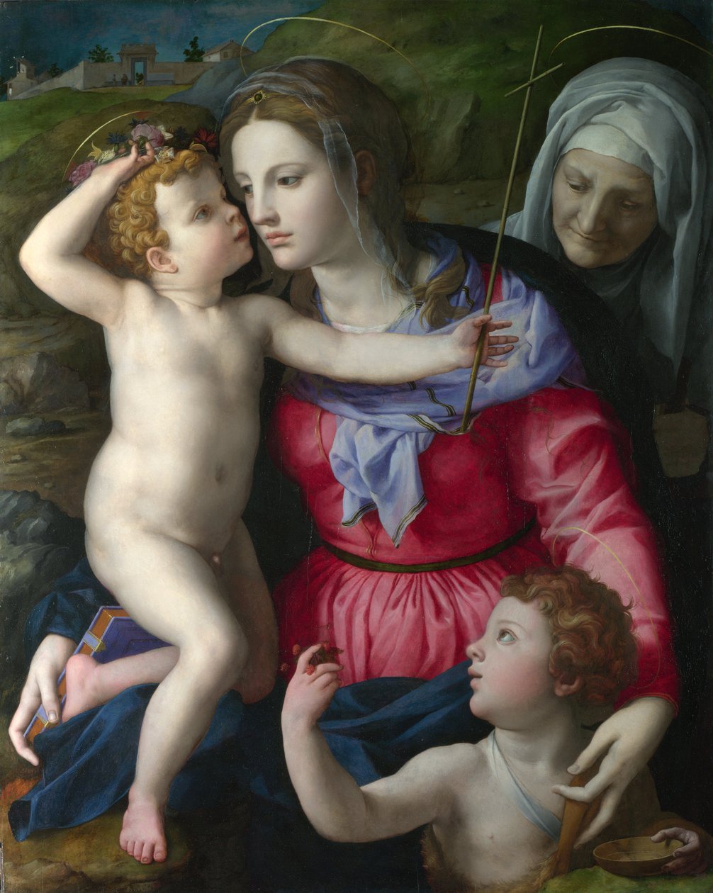 Bronzino, Agnolo (1503-1572) The Madonna and Child with Saint John the Baptist and Saint Elizabeth Oil on wood c.1540 National Gallery, London 101,6x81,3 de Agnolo Bronzino