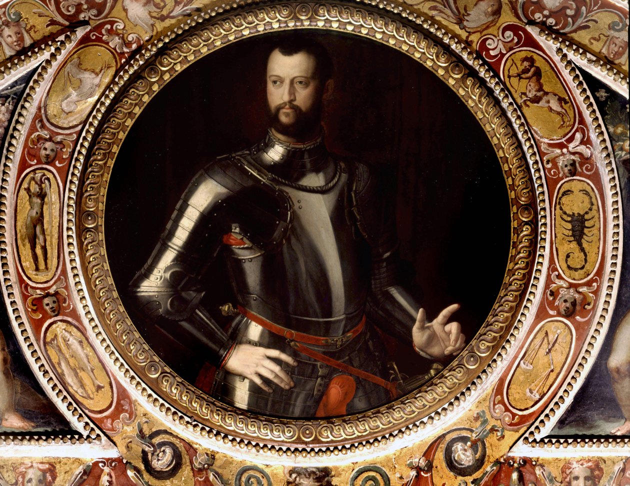 Retrato de Jean de Medicis dit Jean des Bands Noires (Giovanni dalle Bande Nere) (1498-1526) por Bronzino (1503-1572) - Pintura conservada no Palazzo Vecchio, Florença de Agnolo Bronzino
