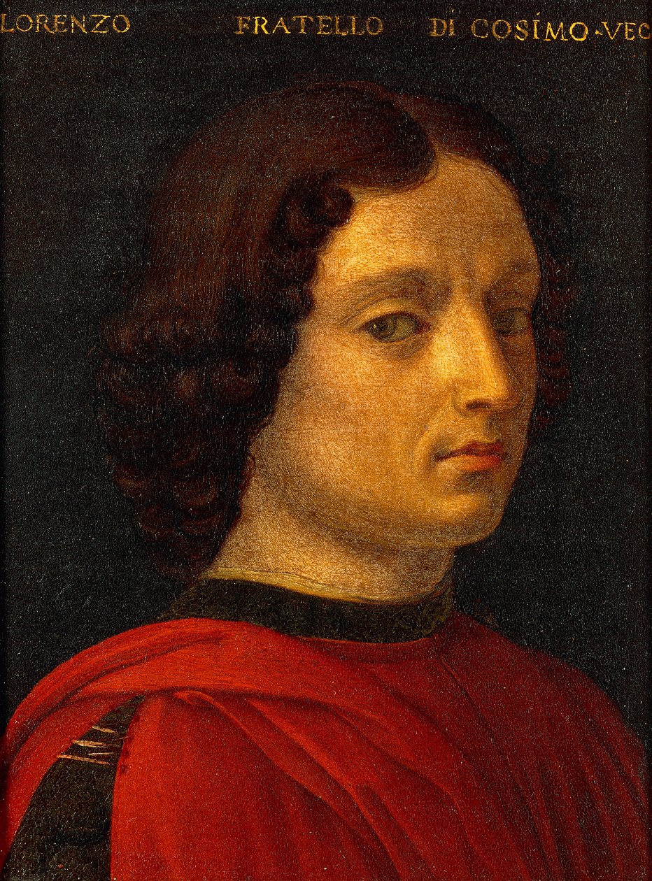 Retrato de Lorenzo de Medici o Ancião, de Agnolo Bronzino, Circa 1565-1569, óleo sobre lata de Agnolo Bronzino