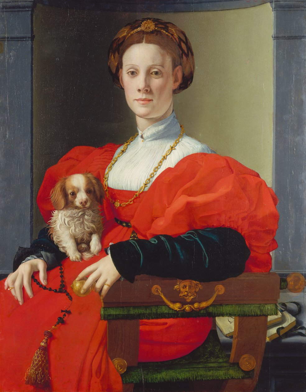 Retrato de uma Senhora de Vermelho , c.1533 (técnica mista sobre choupo) de Agnolo di Cosimo Bronzino