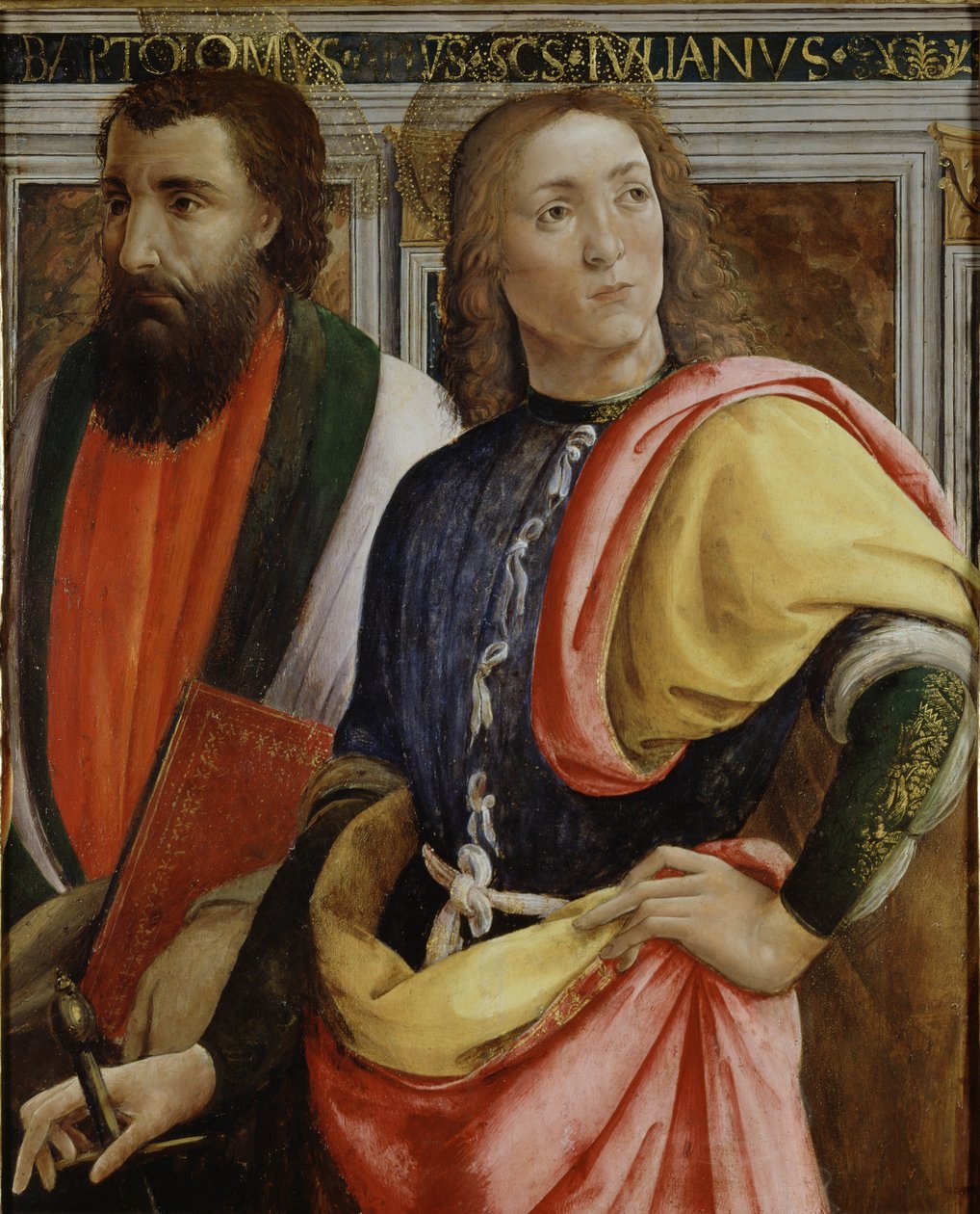 Sts Bartholomew e Julian the Hospitaler (têmpera, óleo e ouro no painel) de Agnolo di Domenico