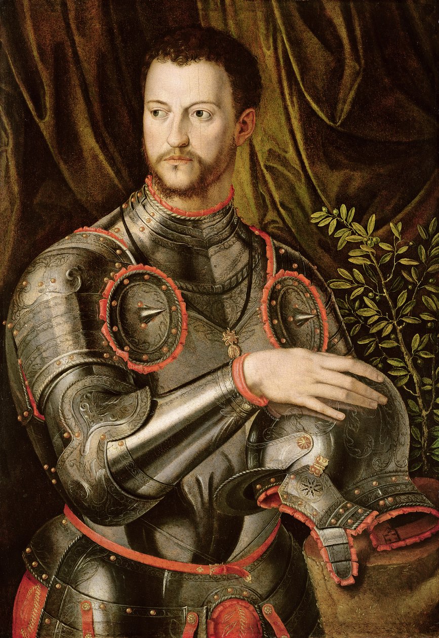 Retrato de Cosimo I, (1519-1574) grão-duque da Toscana, c.1550 de Agnolo studio of Bronzino