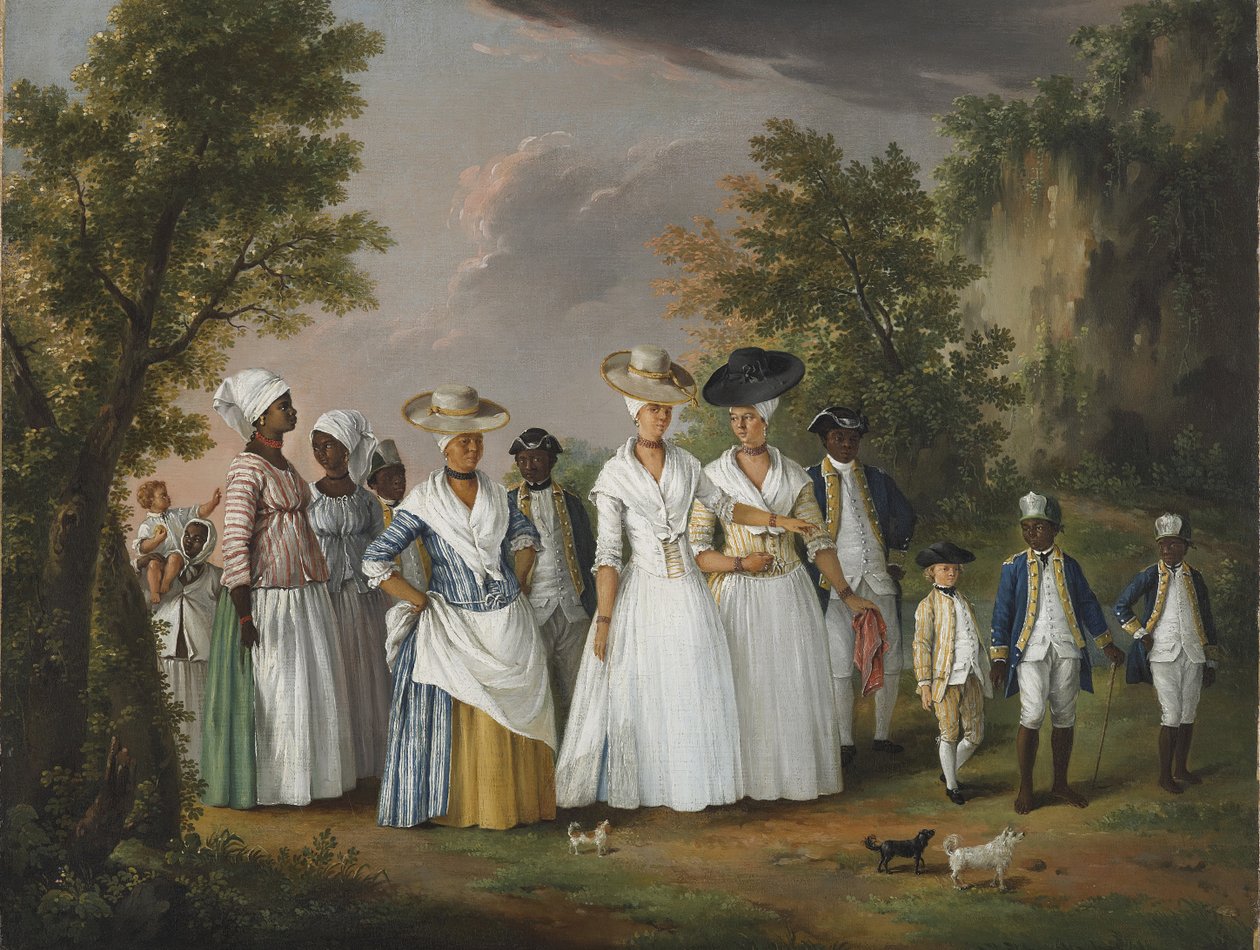 Mulheres livres da cor com suas crianças e empregados em uma paisagem, 1770-1796 de Agostino Brunias