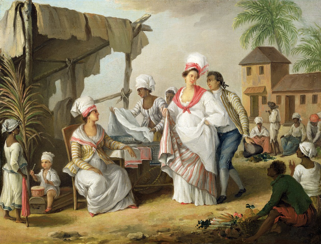 Mercado de linho, Roseau, Dominica, c.1780 de Agostino Brunias