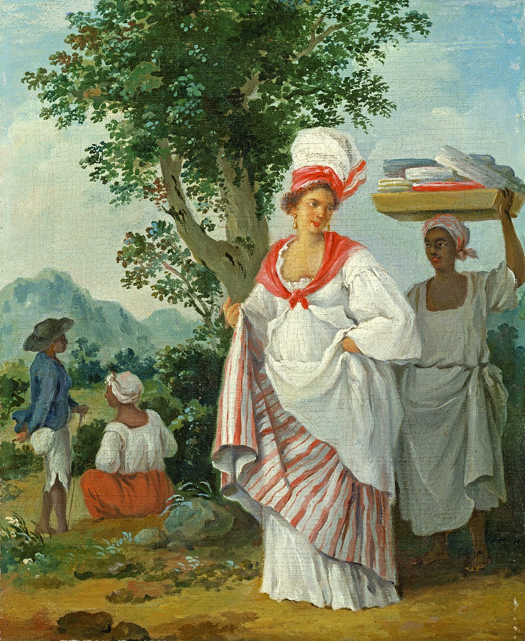 Mulher crioula do oeste da índia com seu servo negro, c.1780 de Agostino Brunias