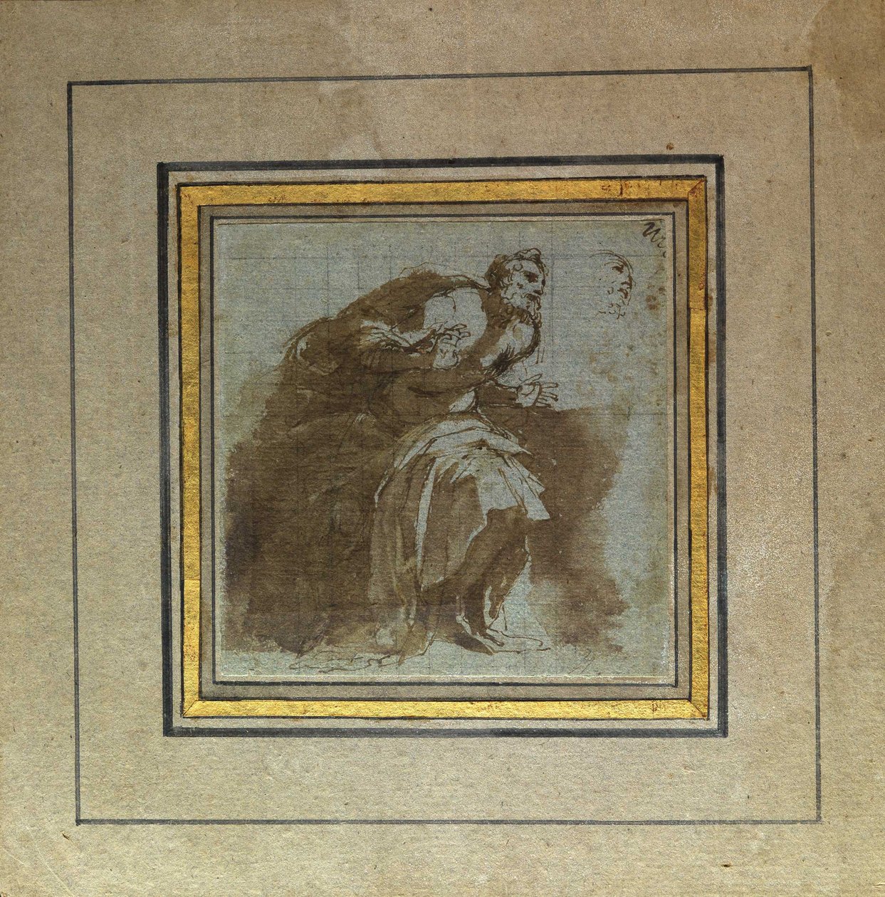 Figura senil atônita de Agostino Carracci