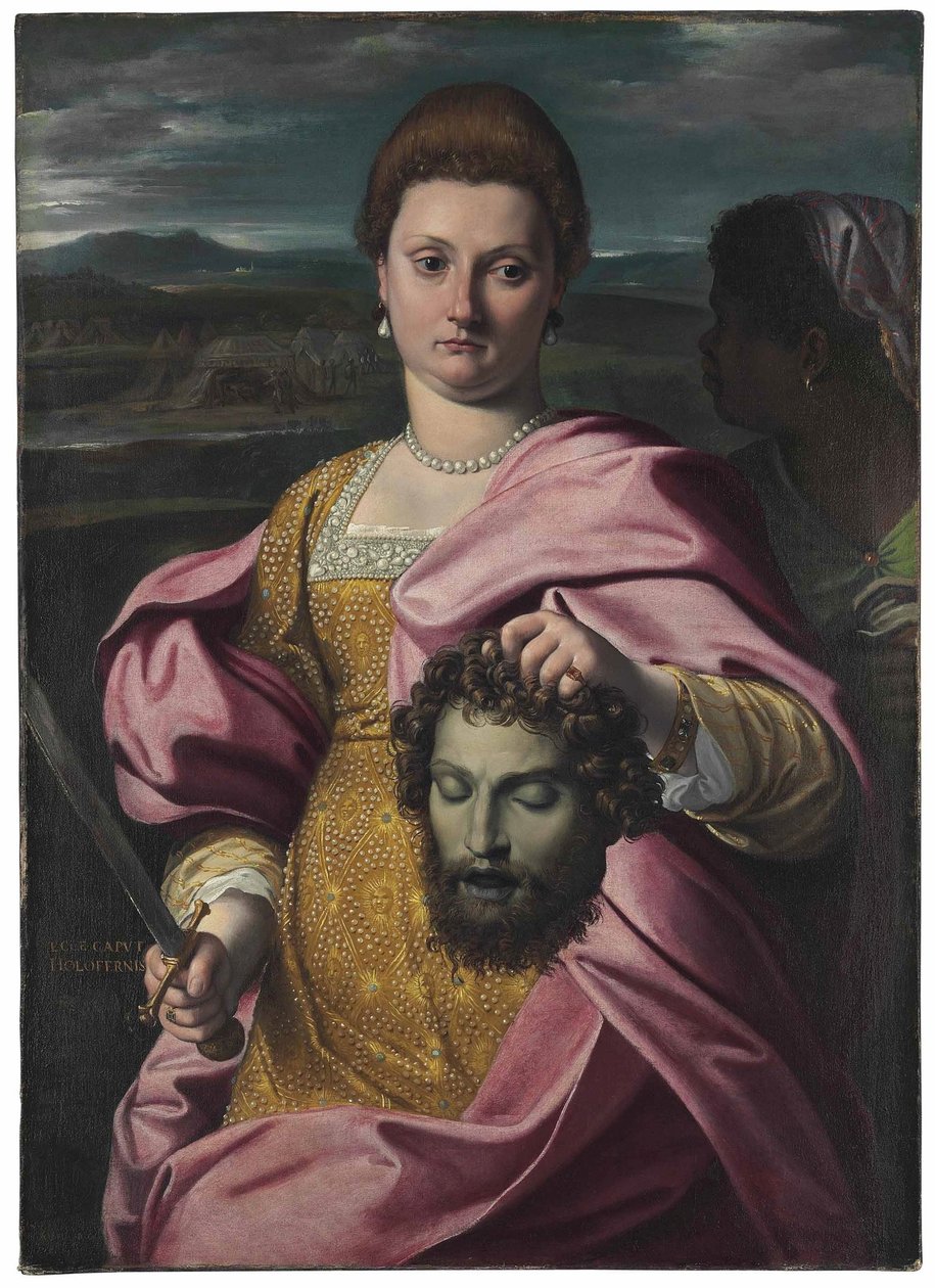 Retrato de Olimpia Luna e Melchiorre Zoppio como Judith e Holofernes de Agostino Carracci