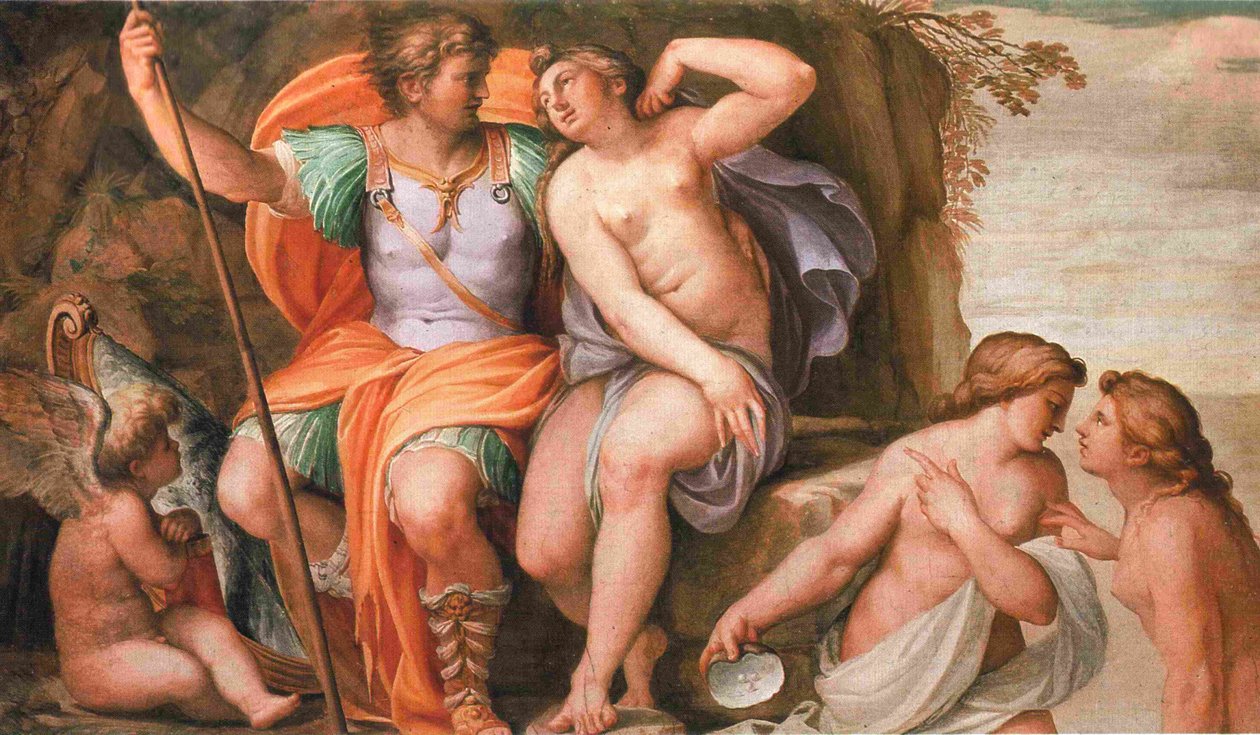 Vênus e Marte, frescos por Agostino Carracci no Palazzo del Giardino (Parma) de Agostino Carracci