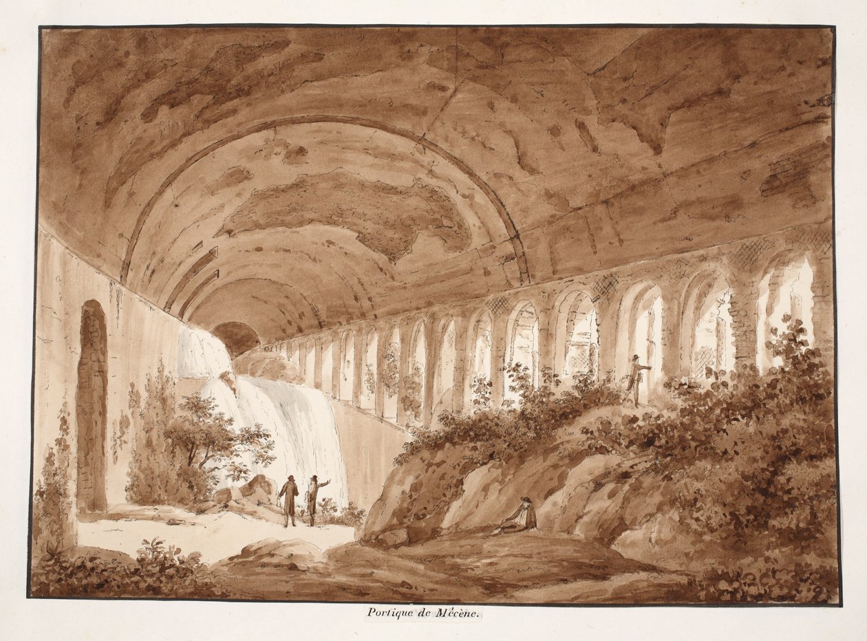 Pórtico da Villa Maecenas, 1833 (gravura com lavagem marrom) de Agostino Tofanelli