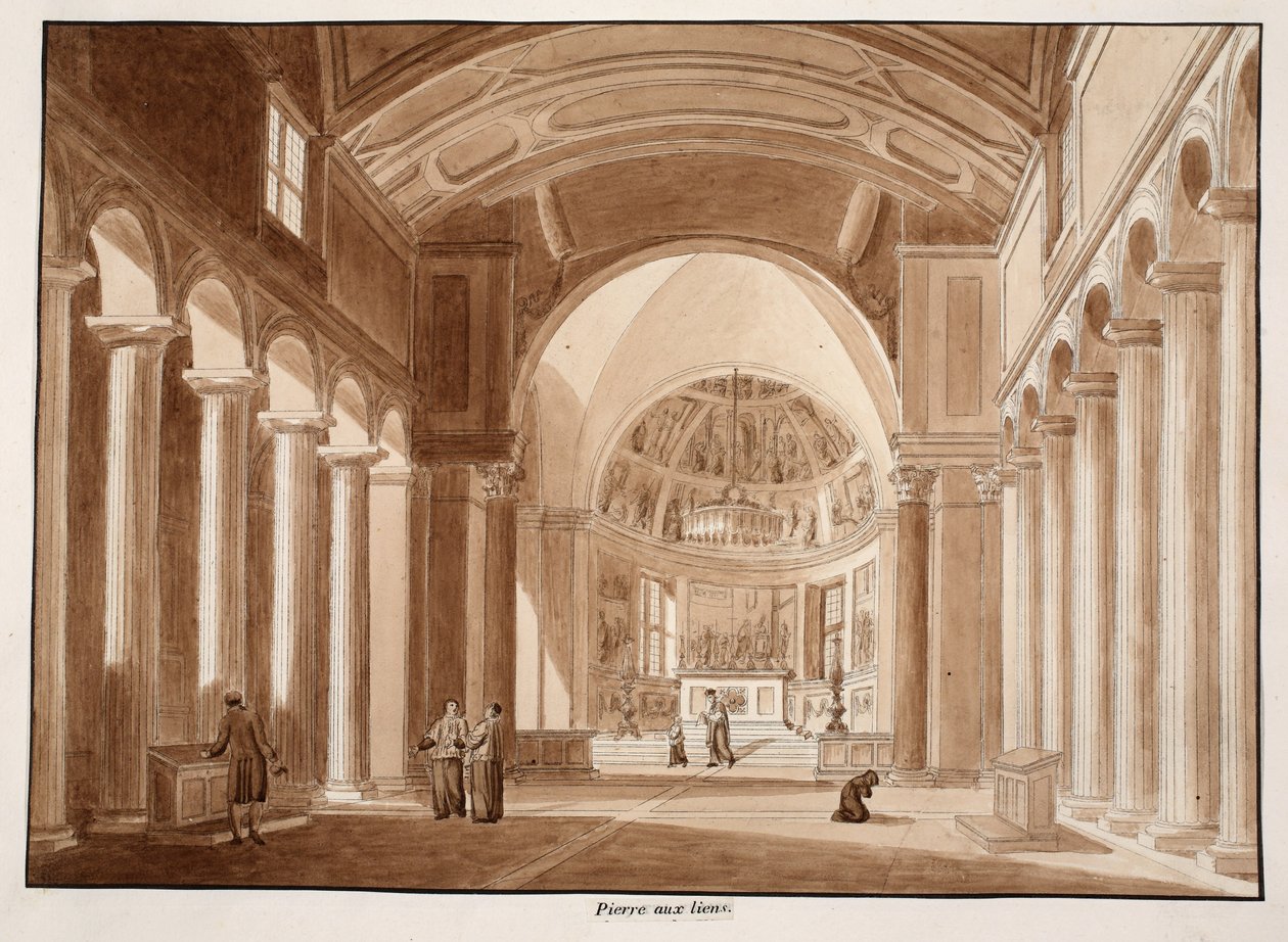 San Pietro in Vincoli, 1833 (gravura com lavagem marrom) de Agostino Tofanelli