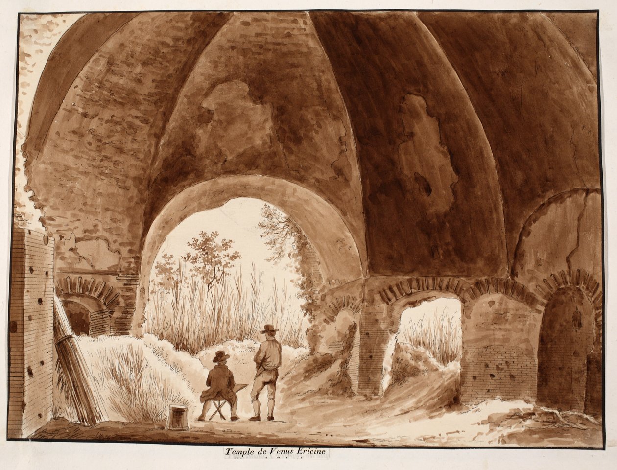 Templo de Venus Ericine, 1833 (gravura com lavagem marrom) de Agostino Tofanelli
