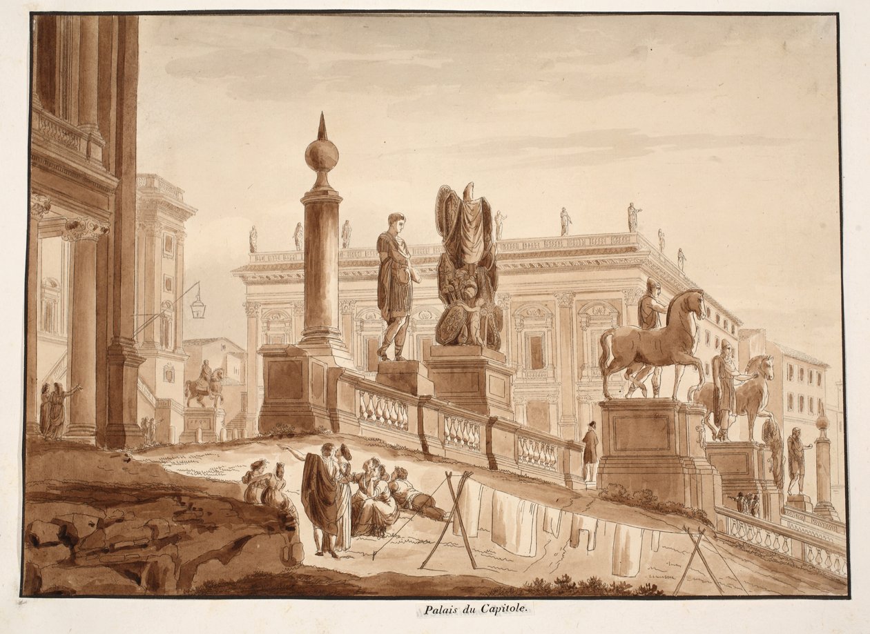O Capitólio Palazzi, 1833 (gravura com lavagem marrom) de Agostino Tofanelli