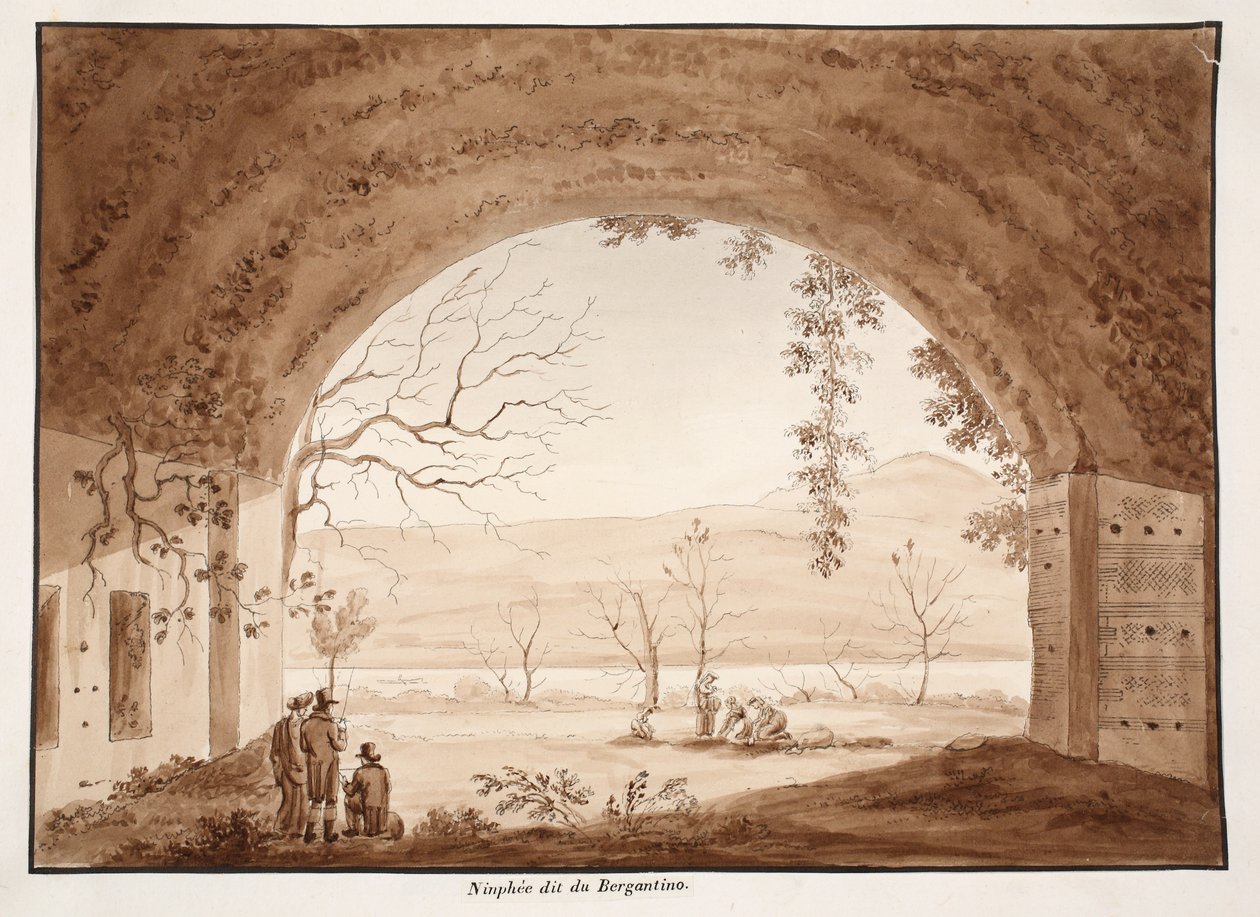 O Ninfeo Bergantino, 1833 (gravura com lavagem marrom) de Agostino Tofanelli