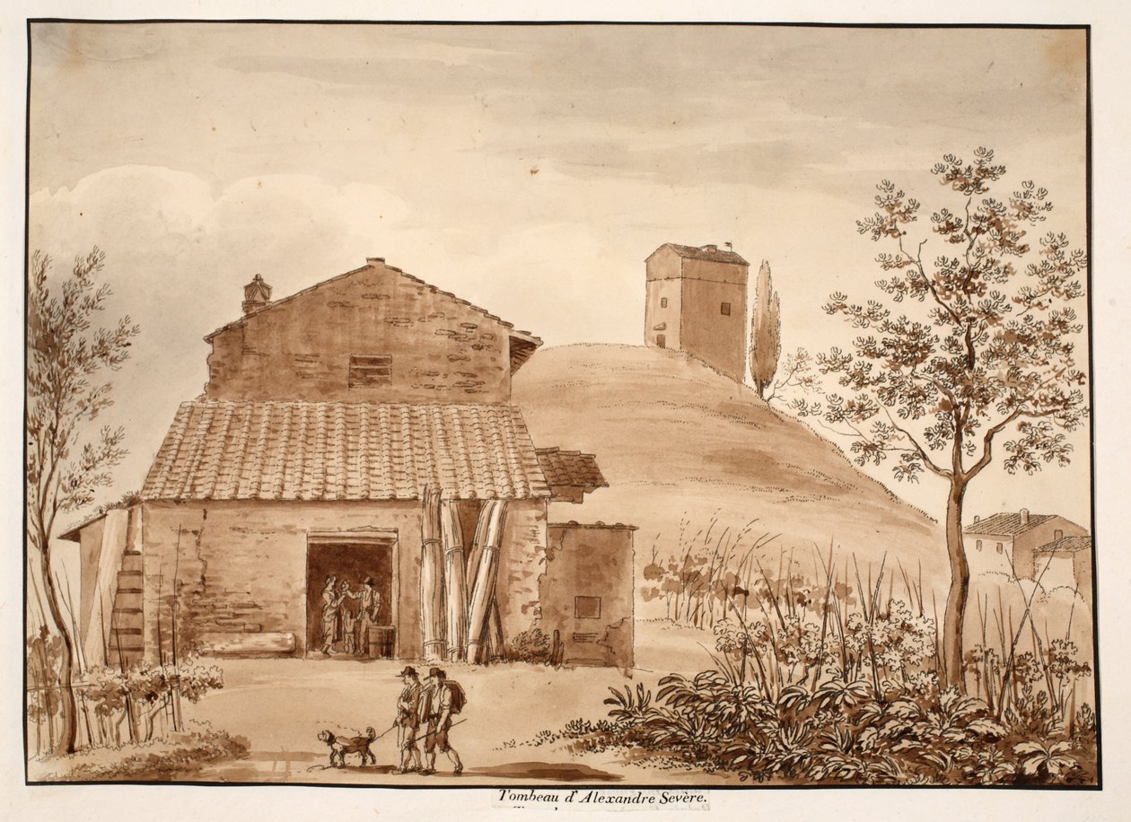 Túmulo de Alexandre Severo, 1833 (gravura com lavagem marrom) de Agostino Tofanelli