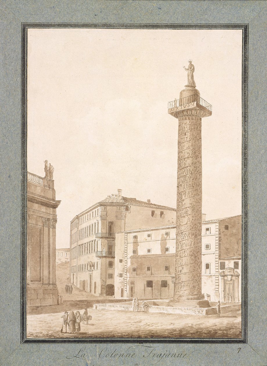 Coluna de Trajano, Roma (pena e tinta sépia no papel) de Agostino Tofanelli