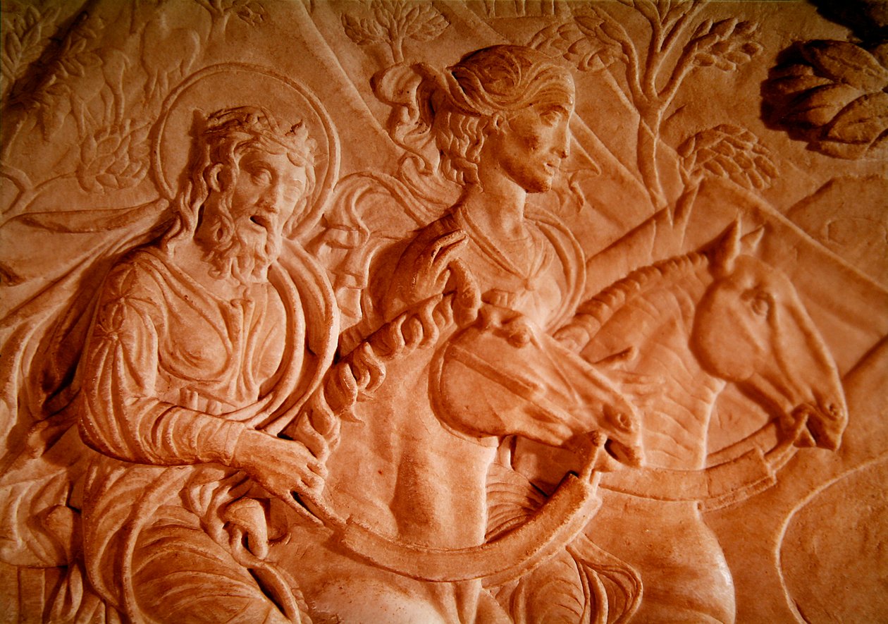 Detalhe, de, a, viagem, de, st. Sigismund, detalhe mármore, de, 434188 de Agostino di Duccio
