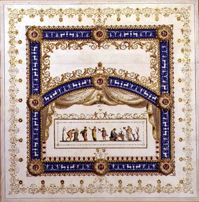 Design para um tecto Neo-clássico (aguarela, guache, caneta e tinta e folha de ouro sobre papel) de Agostino (attr.) Brunias