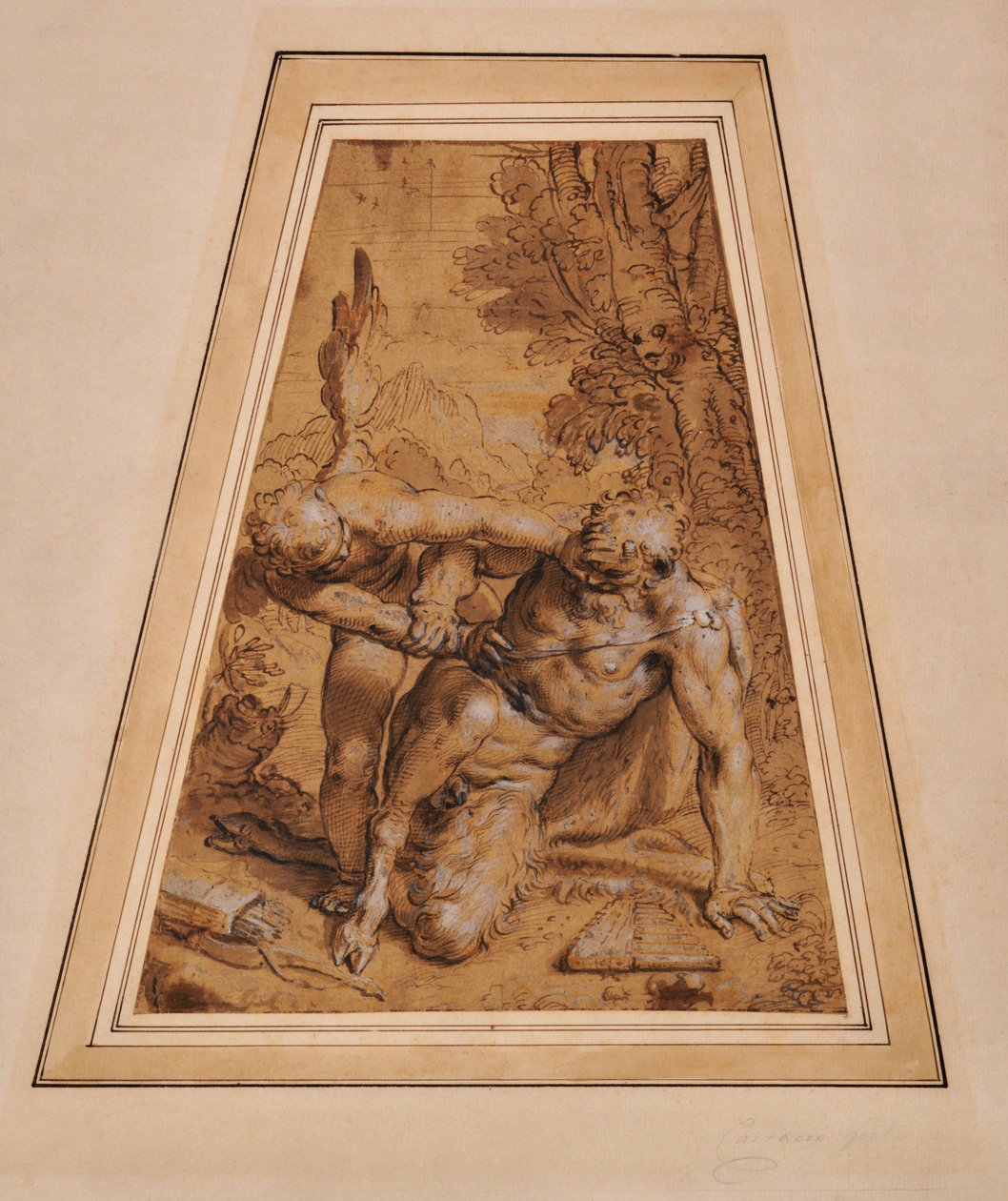 Panela de conquista do Cupido de Agostino (attr. to) Carracci