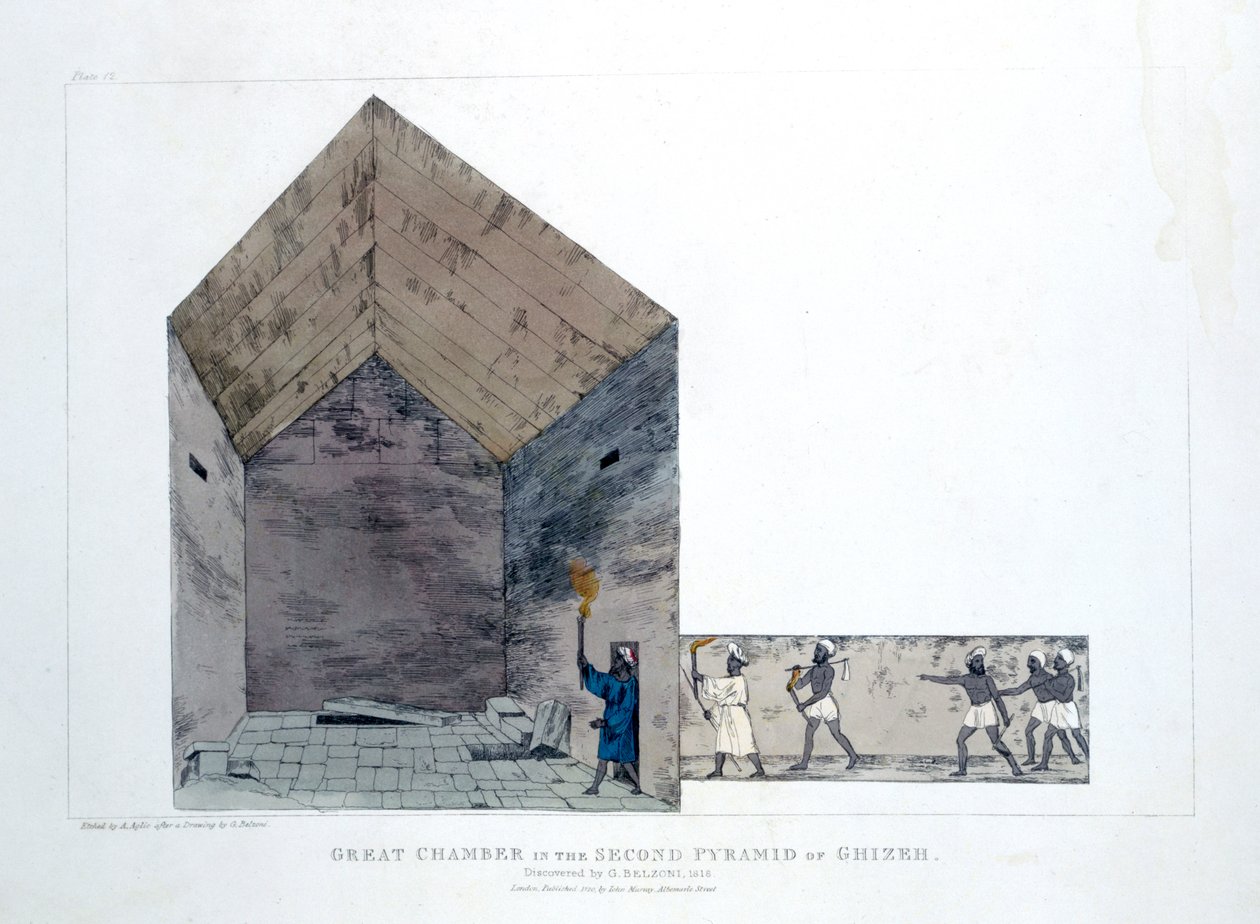 Grande Câmara na Segunda Pirâmide de Ghizeh, Egito, 1820 de Agostino Aglio