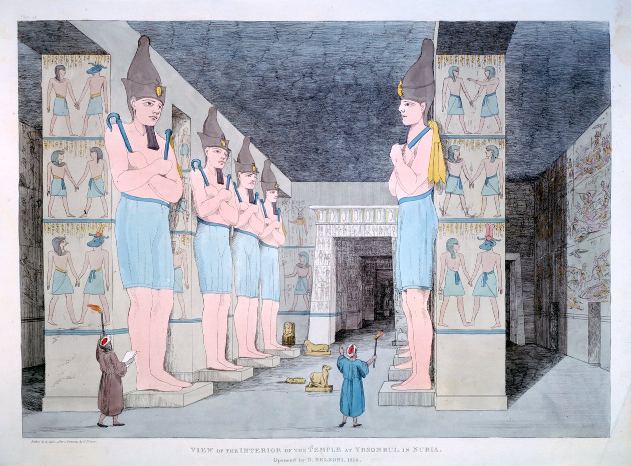 O interior do templo em Ybsombul em Nubia, 1820 de Agostino Aglio